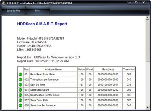 hddscan S.M.A.R.T. отчет