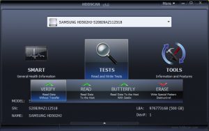 выбор варианта тестирования в hddscan